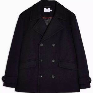 Navy Faux Fur Pea Coat